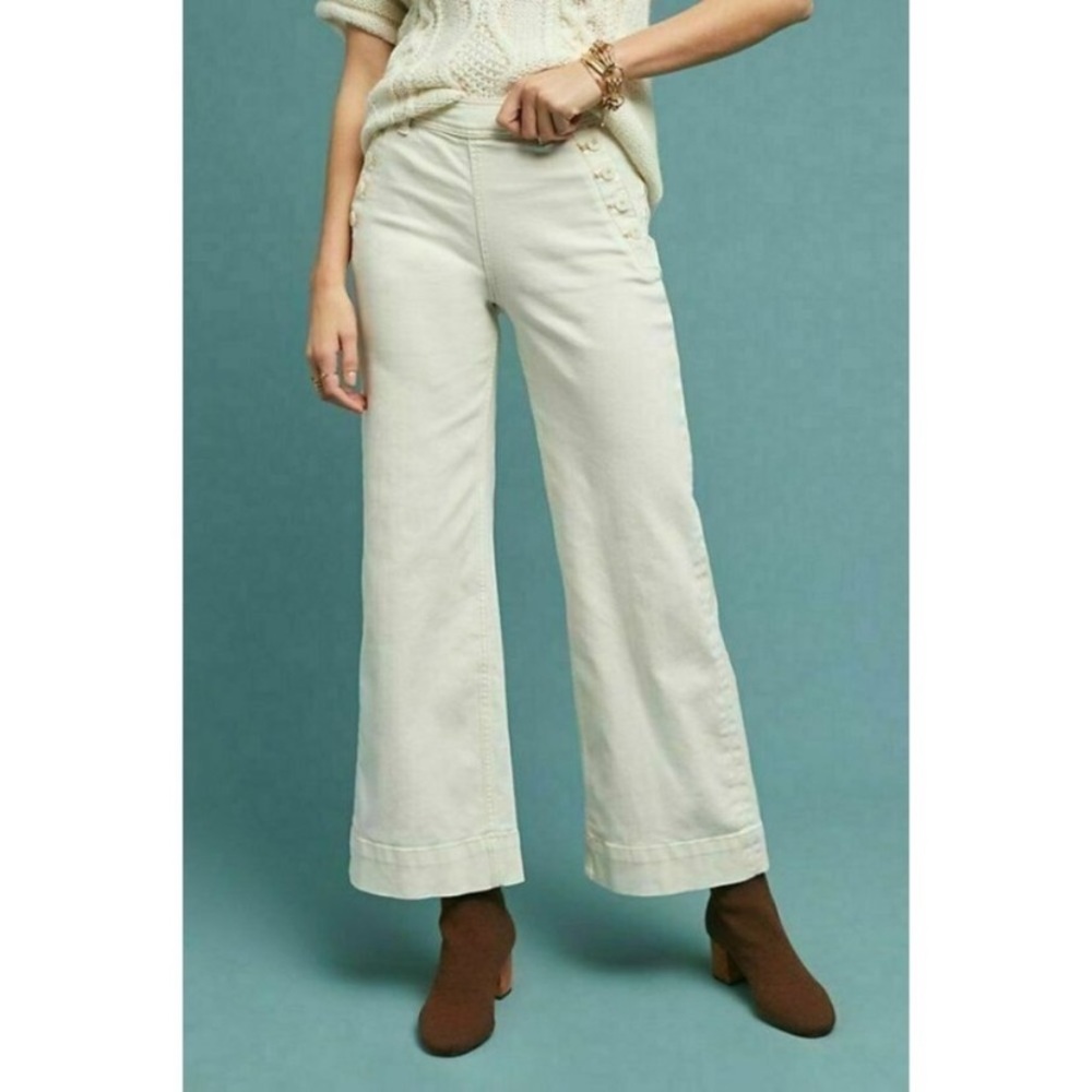 Pilcro and the Letterpress by Anthropologie White cotton flat front pants
